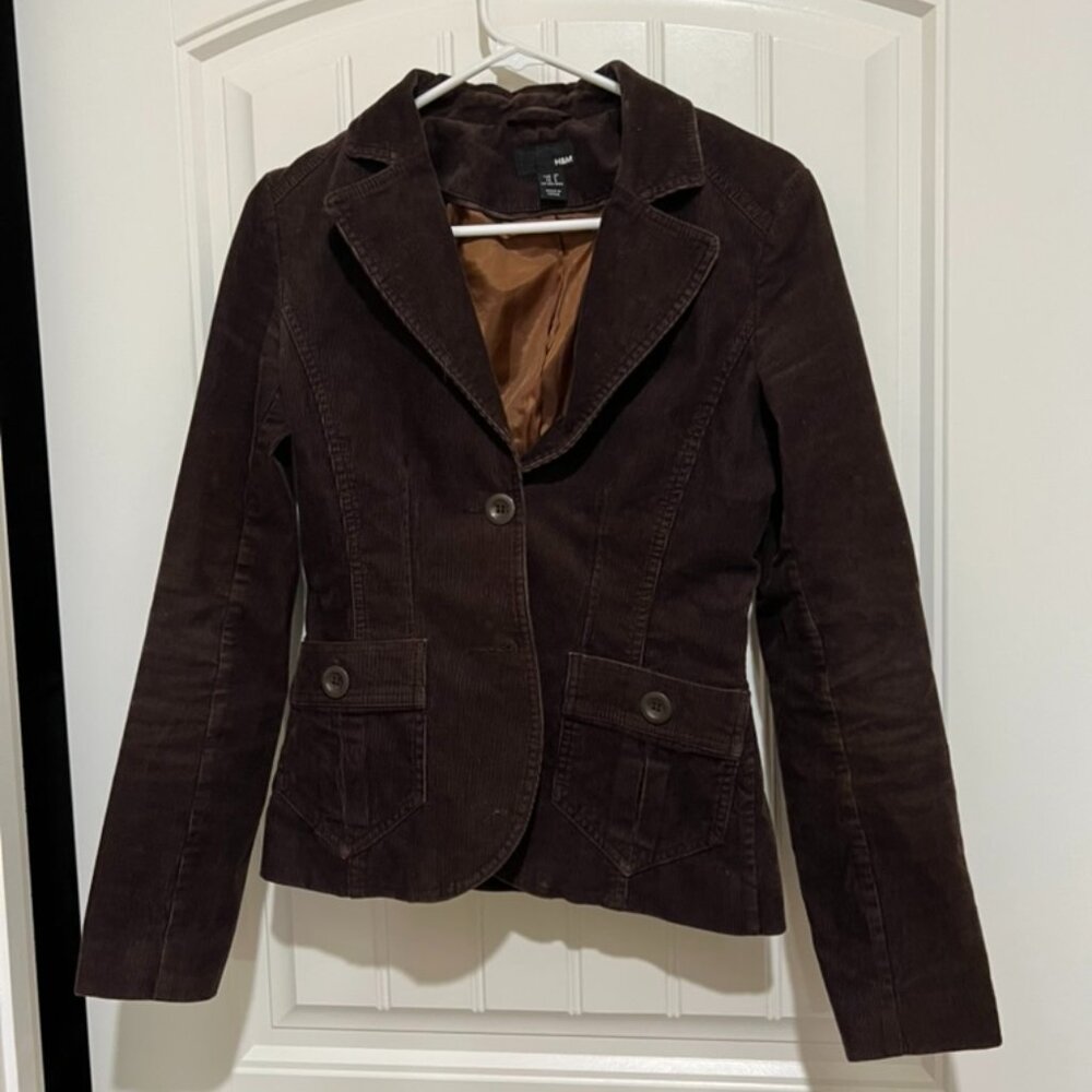 H&M Brown Corduroy Blazer Jacket Sz 6